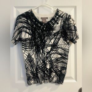 Kenar Monochrome Graphic Top with Embellishments